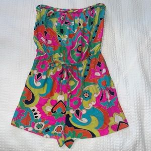 Strapless silk romper
